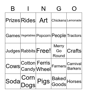 Things at the Fair Bingo Card