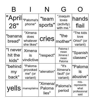 Deposition Bingo Card