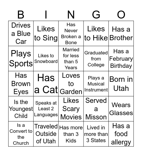 GET TO KNOW YOU!!! Bingo Card