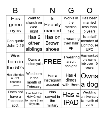 Lighthouse Family Fusion 2017 Bingo Card