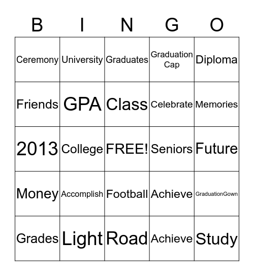 All About College Bingo Card