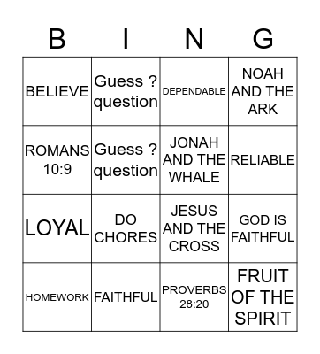 THE PRAYER OF FAITH Bingo Card