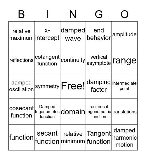 4.5 Bingo Card