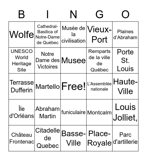 Chercher Les Mots Bingo Card