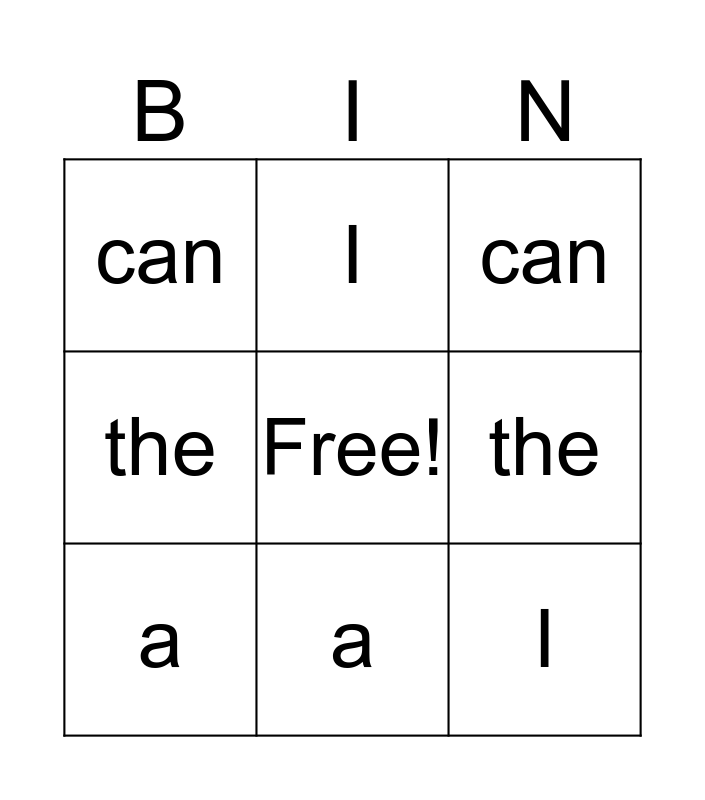 Kinder Bingo Card