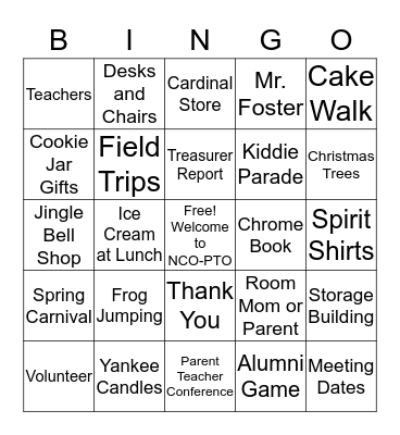 Welcome to PTO Bingo Card
