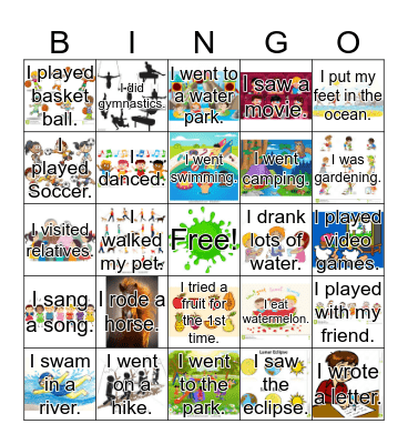 What I did this Summer Bingo Card