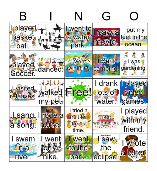 What I did this Summer Bingo Card