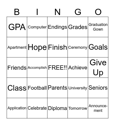 All About College Bingo Card