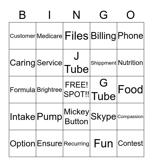Option 1 Bingo!!!! Bingo Card