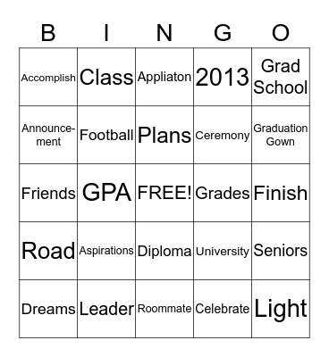 All About College Bingo Card