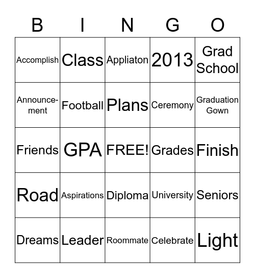 All About College Bingo Card