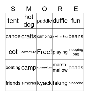 Camp Read S'More Bingo Card