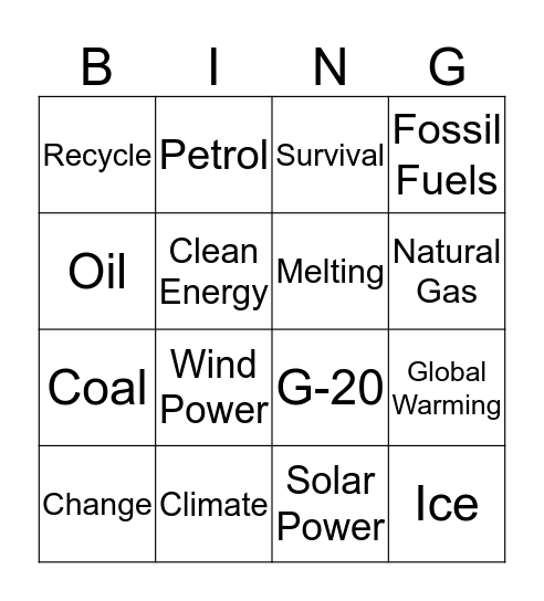 Climate Change (Oxford) Bingo Card