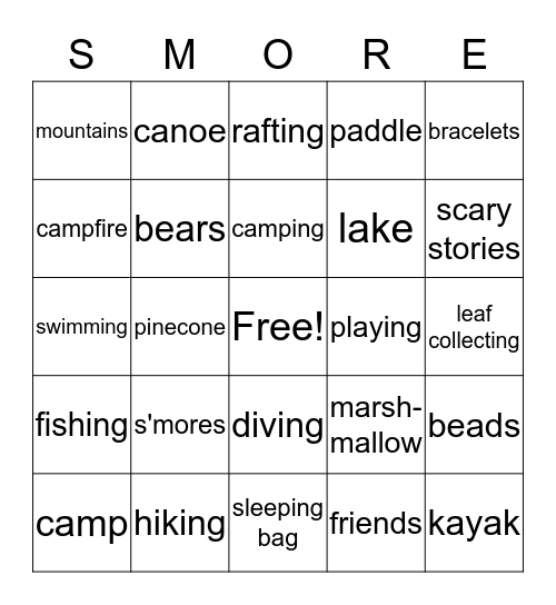 Camp Read S'More Bingo Card
