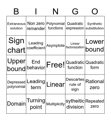 2.1-2.4 Bingo Card