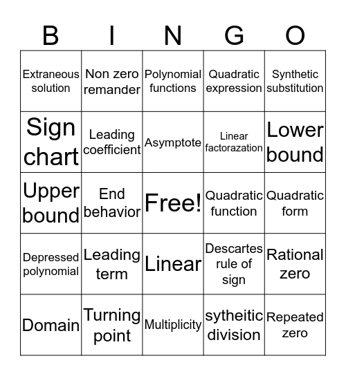 2.1-2.4 Bingo Card