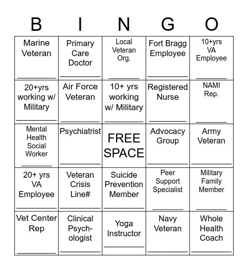 Summit Networking Bingo Card