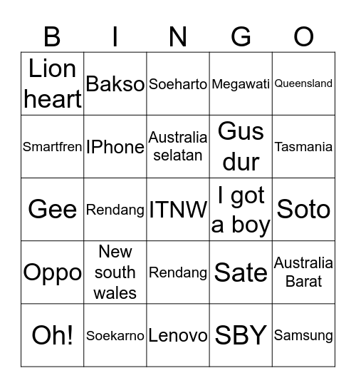 Untitled Bingo Card