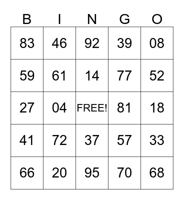 Parallel Senior Villas Bingo Card