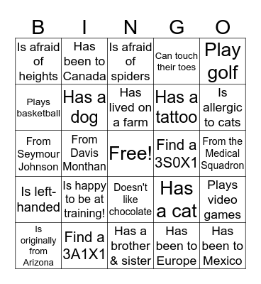 Find someone..... Bingo Card