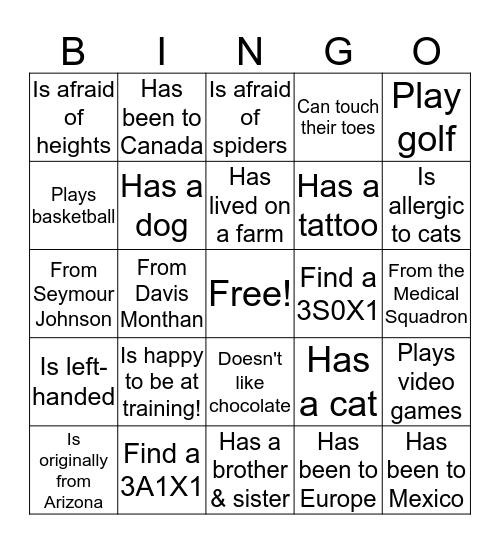 Find someone..... Bingo Card