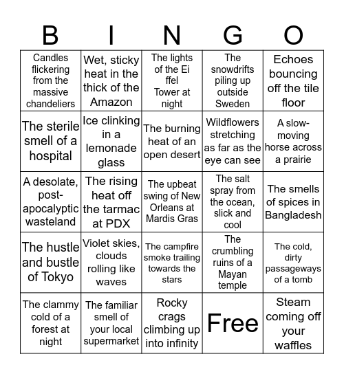 Setting Bingo Card