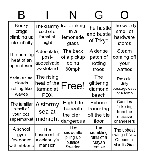 Setting Bingo Card