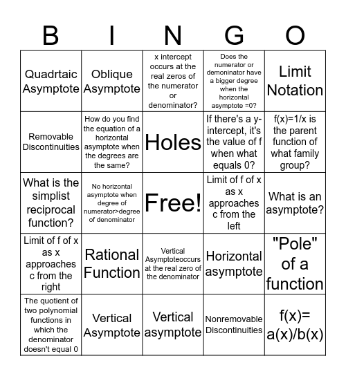 Section 2.5 Bingo Card