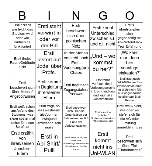 Erstis Viadrina 2017 - Bullshit Bingo Card