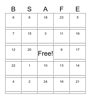 SAFETY BINGO Card