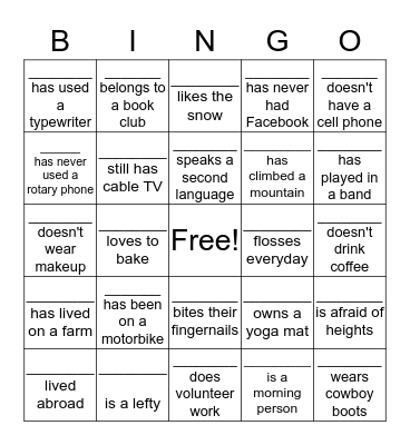 People Bingo Card