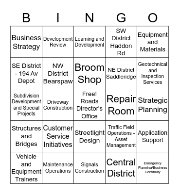 Roads Customer Service: We need eachother to get the job done Bingo Card