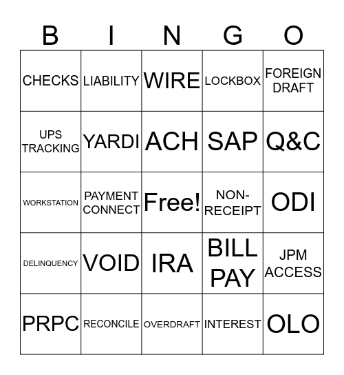 Cash Operations - EAW Bingo Card