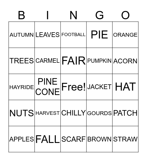 HAPPY FALL YA'LL!! Bingo Card