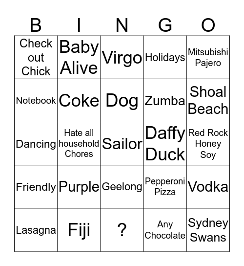 All about Emma H Bingo Card