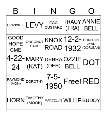 MORGAN FAMILY VALUES Bingo Card