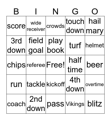 FOOTBALL BINGO Card