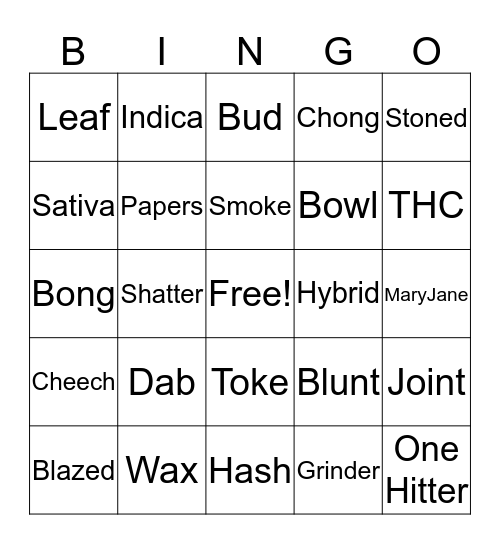 420 Bingo Card