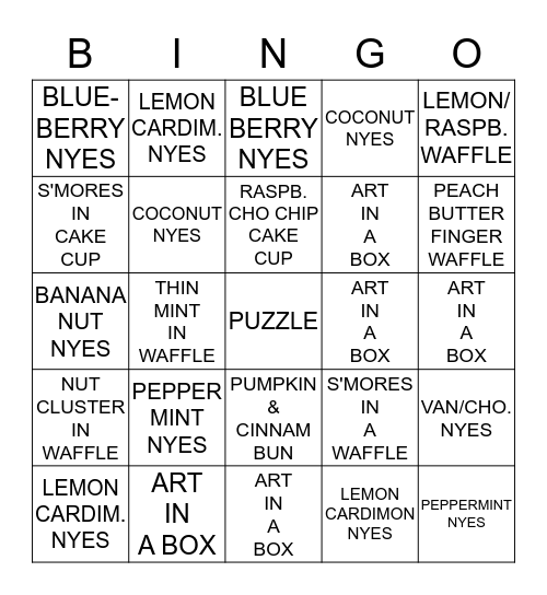 SQUIGLEY BINGO Card