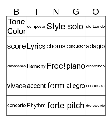 Active Listening Vocabulary Bingo Card