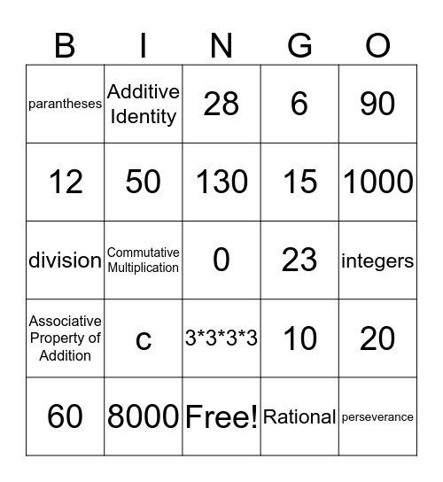 Foundations Unit 1  Bingo Card