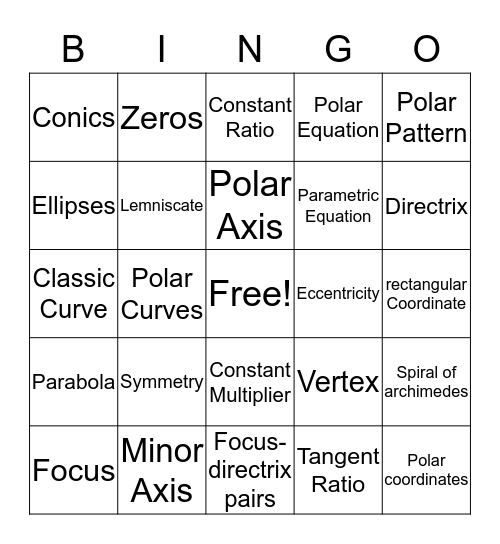 Unit 9 1.2-1.4 Bingo Card