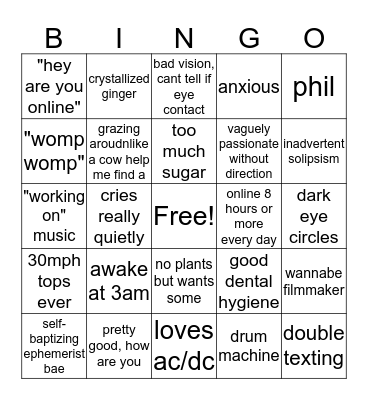 scott Bingo Card