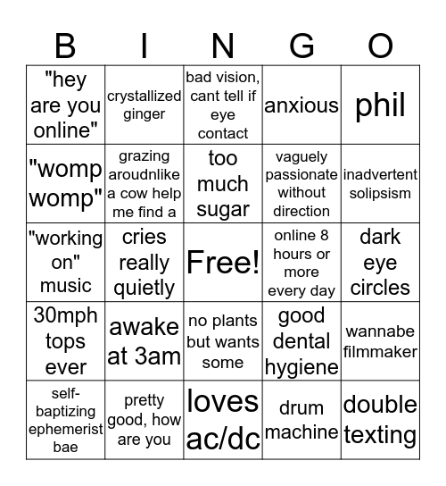 scott Bingo Card