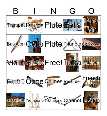 Families of Musical Instruments Bingo Card