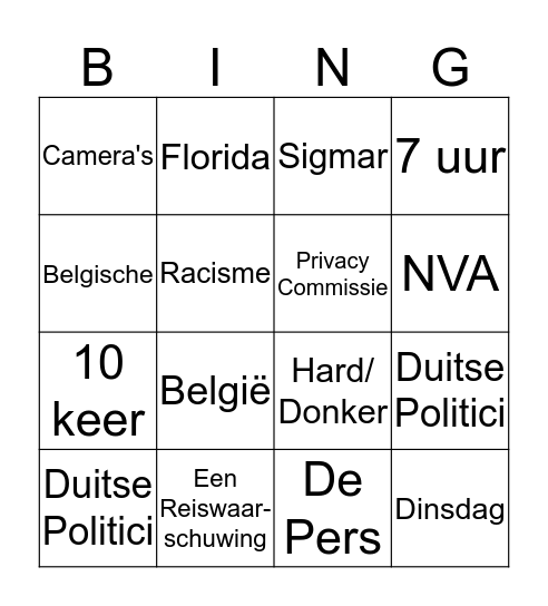 Actua Bingo Card