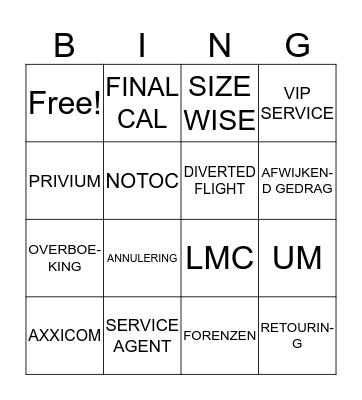 LUCHTVAART Bingo Card
