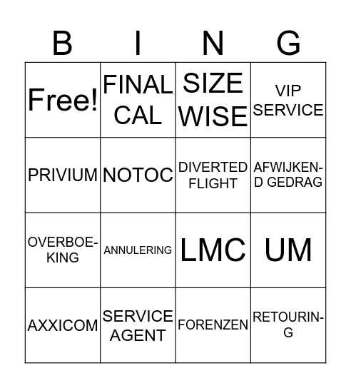 LUCHTVAART Bingo Card