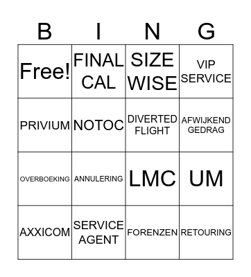 LUCHTVAART Bingo Card